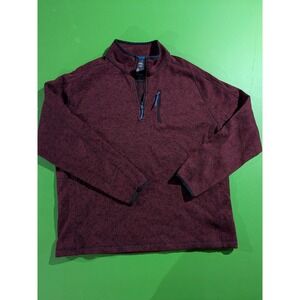 Ruff Hewn Pullover Fleece‎ 1/4 Zip Maroon Heathered Red XL Hiking